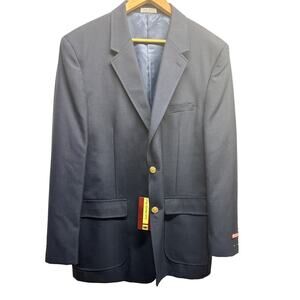 Louis Martin Men's Blazer Size 44 R Navy Blue Wool Blend Jacket‎ New With Tags